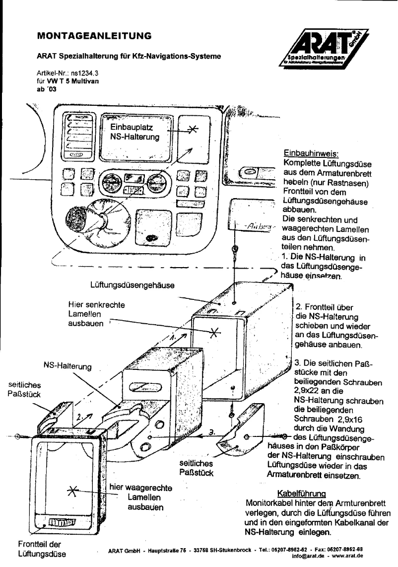 Page n°1 - Manuel utilisateur Arat NS1234.3
