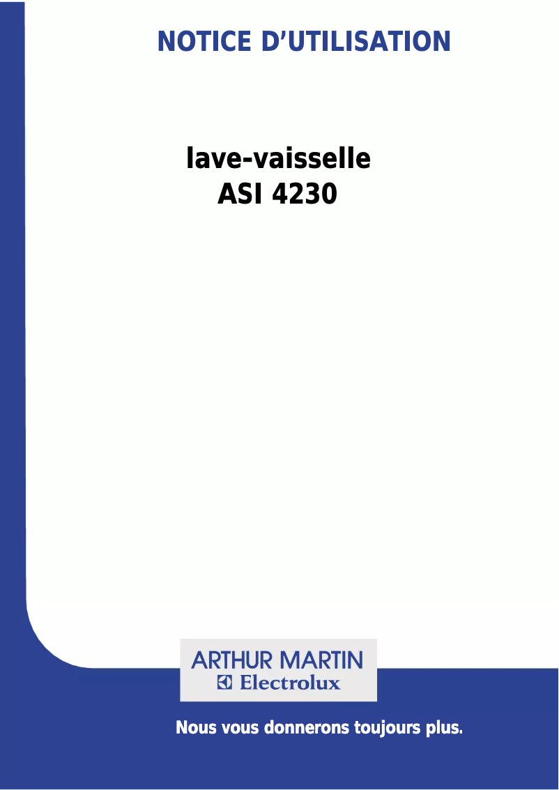 Page 1 of the manual User Manual Arthur Martin-Electrolux ASI 4230 N