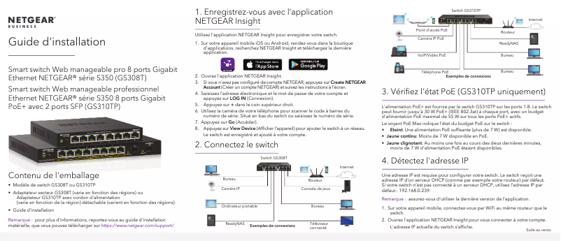 Page n°1 - Guide d'installation Netgear GS308T