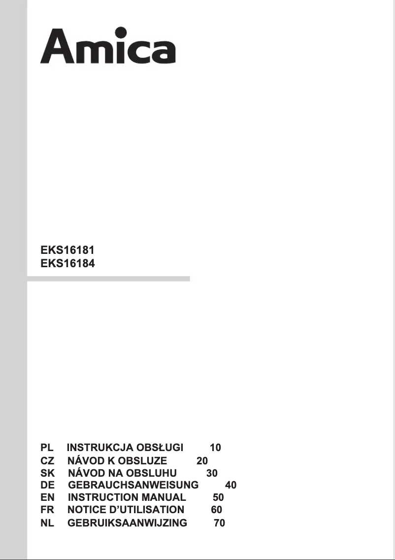 Page 1 de la notice Manuel utilisateur Amica EKS16184