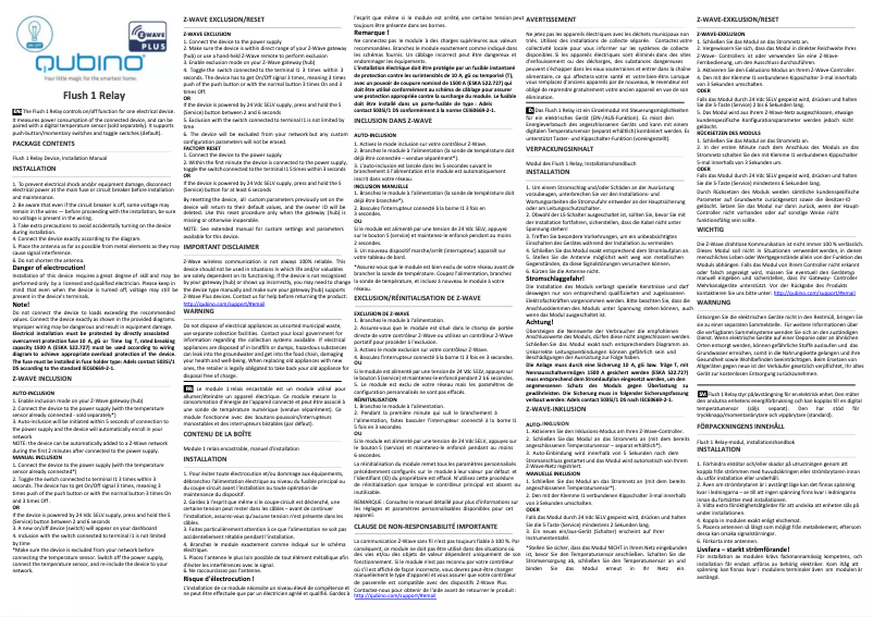 Page n°1 - Manuel utilisateur Qubino Flush 1 Relay