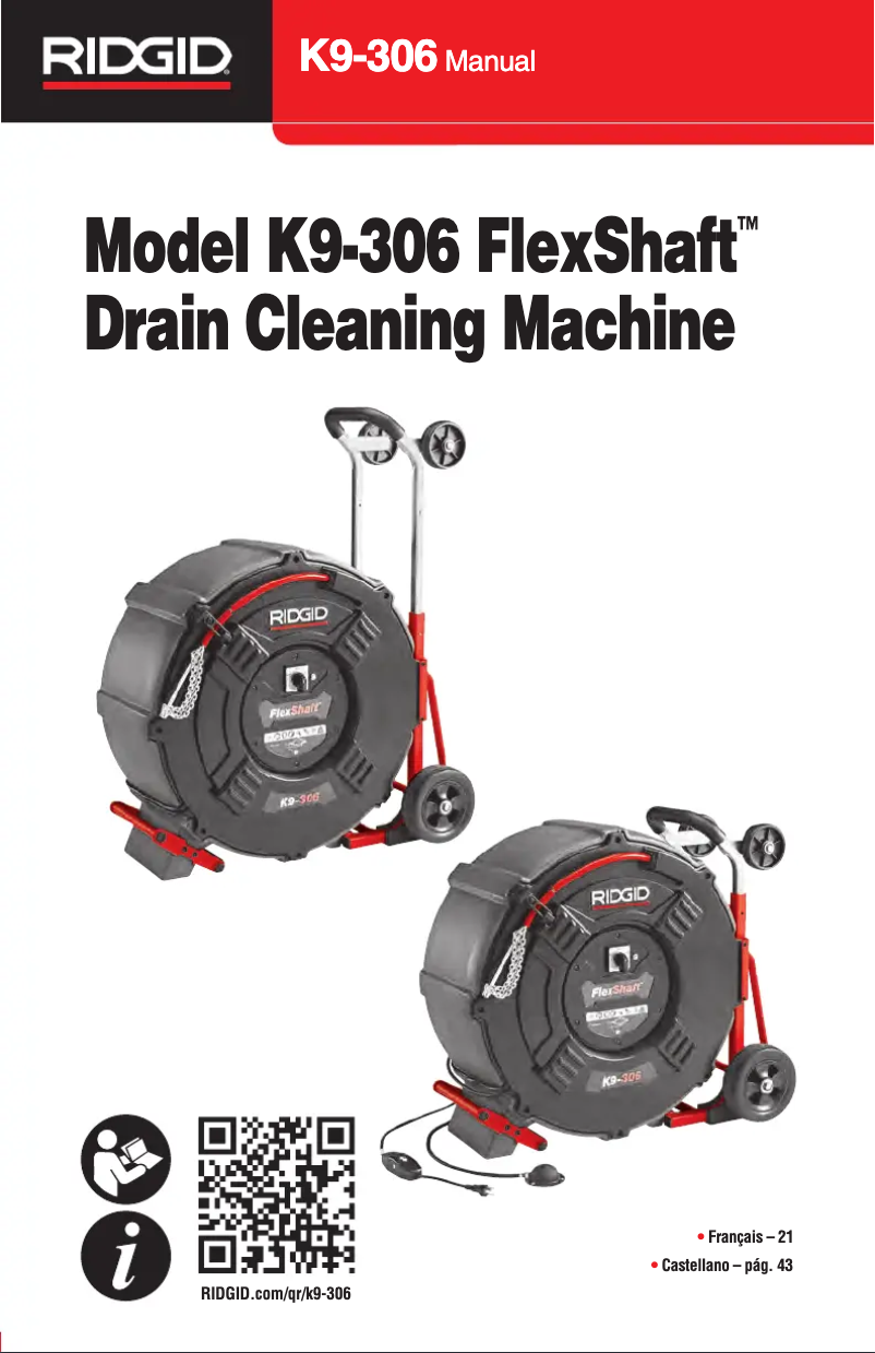 Page n°1 - Manuel utilisateur Ridgid FlexShaft K9-306
