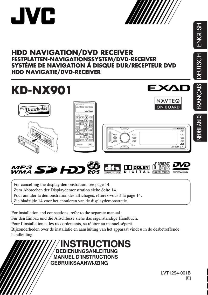 Page 1 de la notice Manuel utilisateur JVC KD-NX901