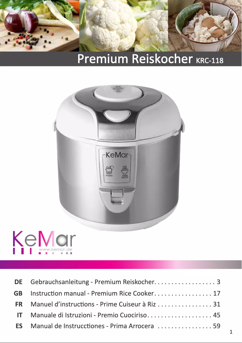 Page n°1 - Manuel utilisateur KeMar KRC-118