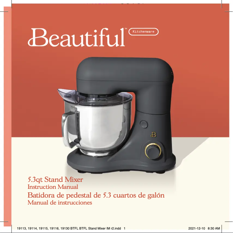 Page n°1 - Manuel utilisateur Beautiful 5.3qt Stand Mixer