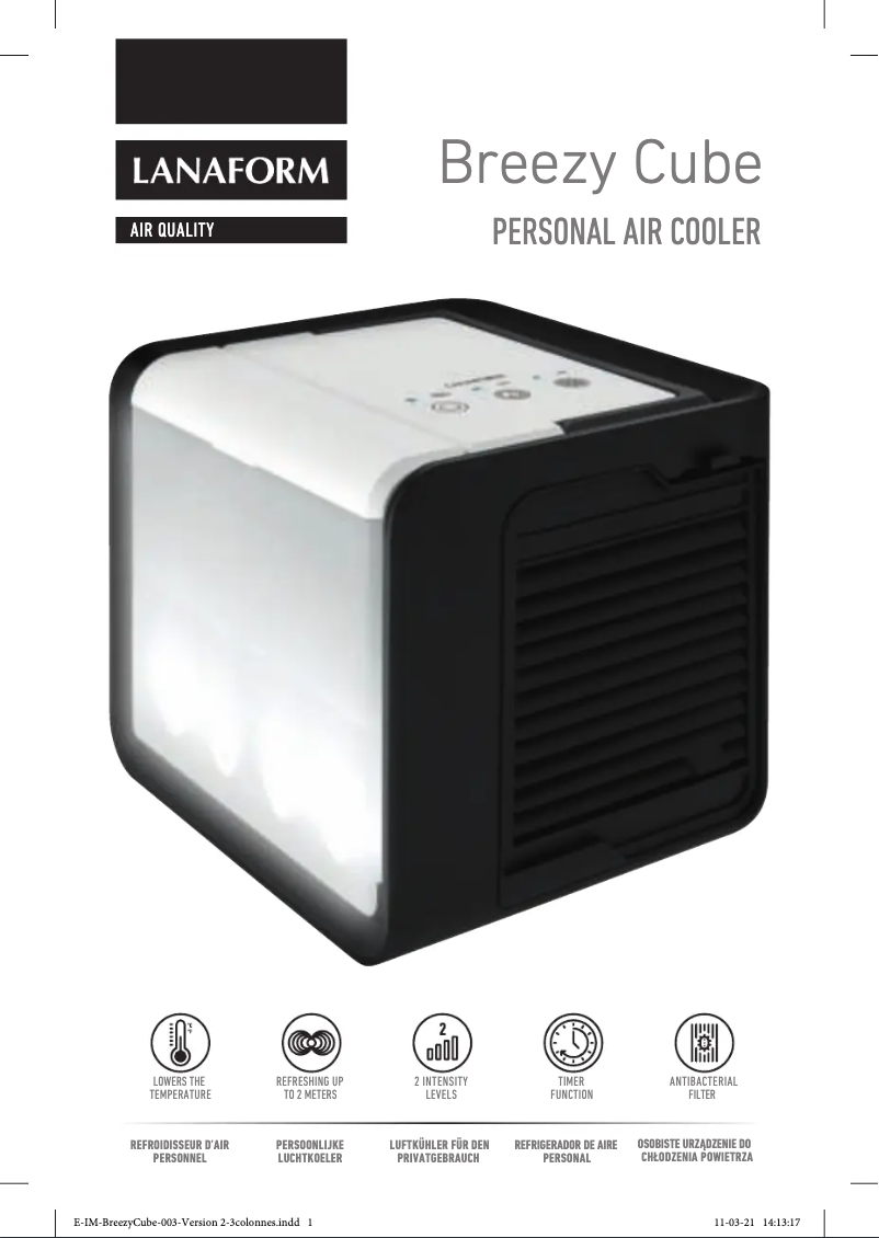 Page 1 de la notice Manuel utilisateur Lanaform Breezy Cube