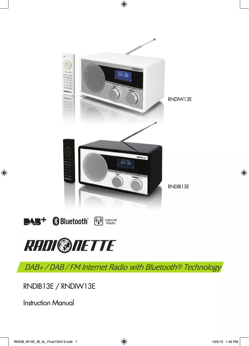 Image de la première page du manuel de l'appareil RNDIB13E