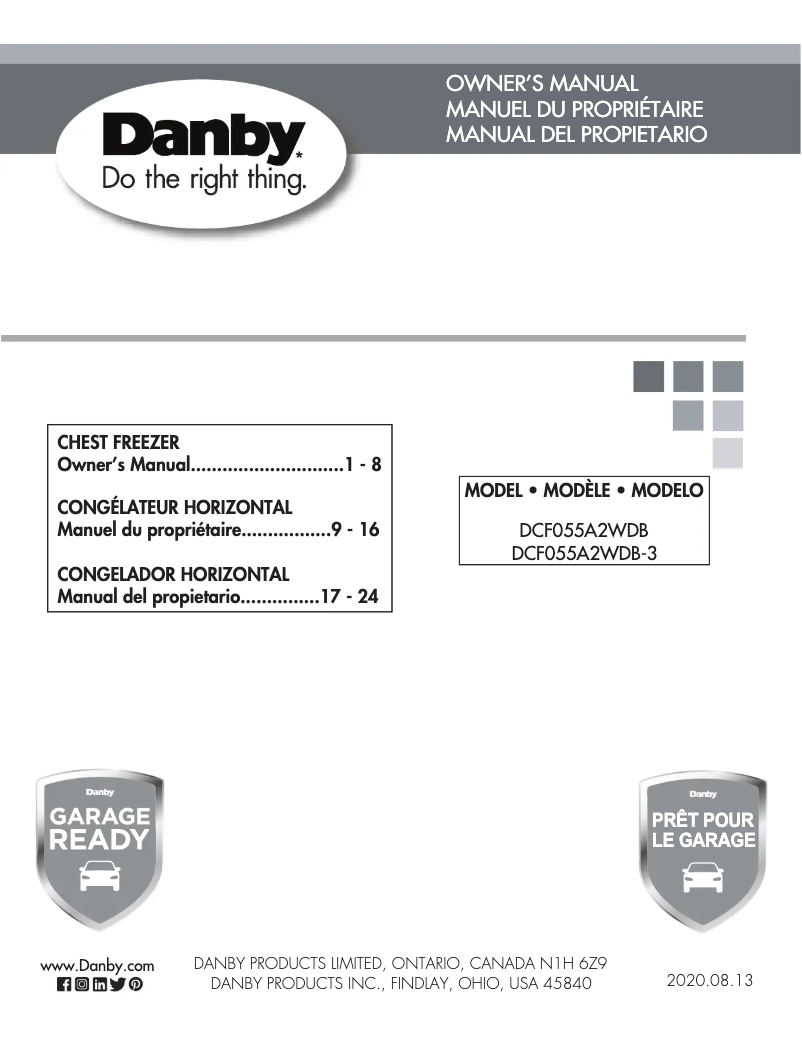 Page n°1 - Manuel utilisateur Danby DCF055A2WDB