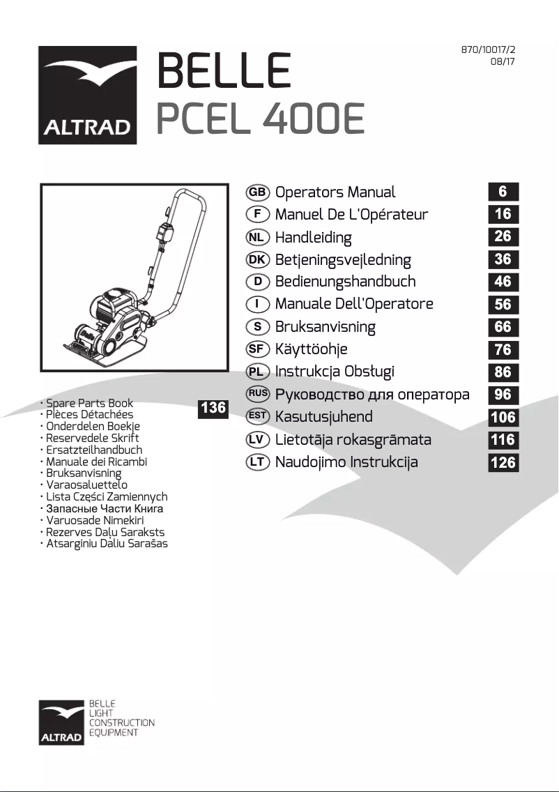 Page n°1 - Manuel utilisateur Altrad BELLE PCEL 400E
