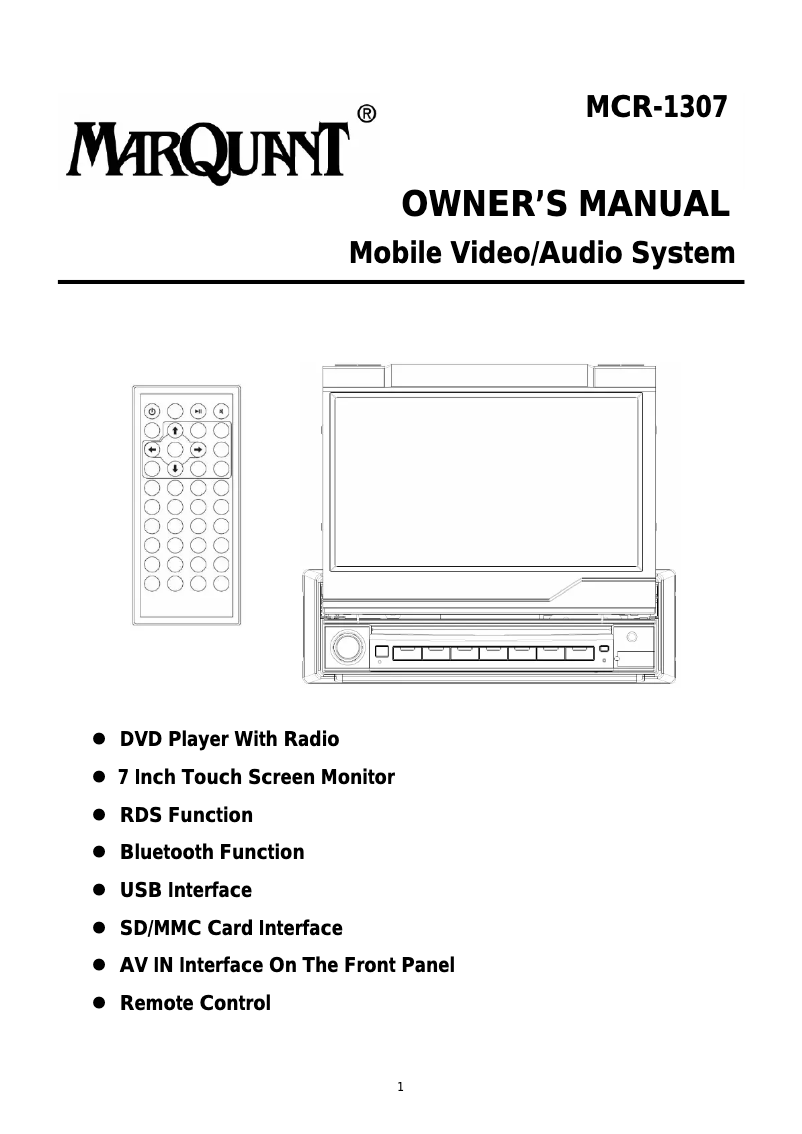 Page n°1 - Manuel utilisateur Marquant MCR-1307