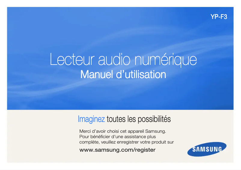 Page 1 de la notice Manuel utilisateur Samsung YP-F3QL