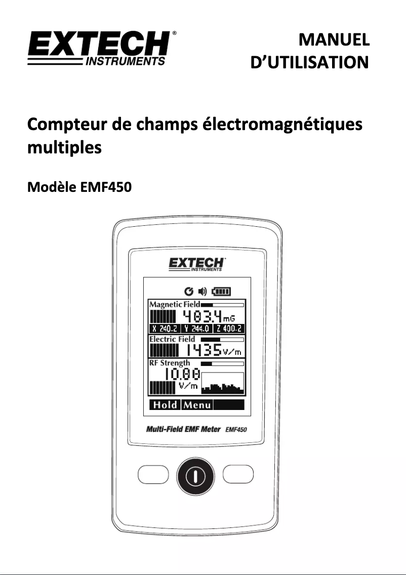 Page 1 de la notice Manuel utilisateur Extech EMF450