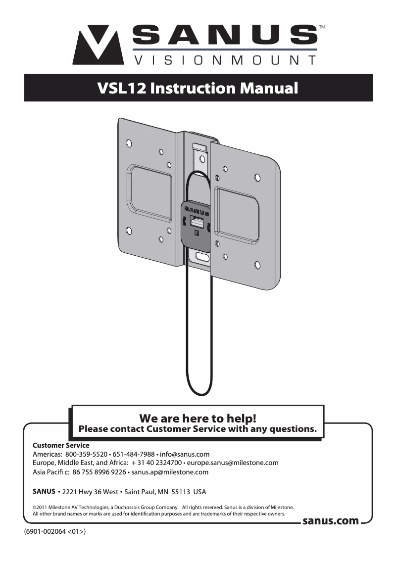 Page n°1 - Manuel utilisateur Sanus VSL12
