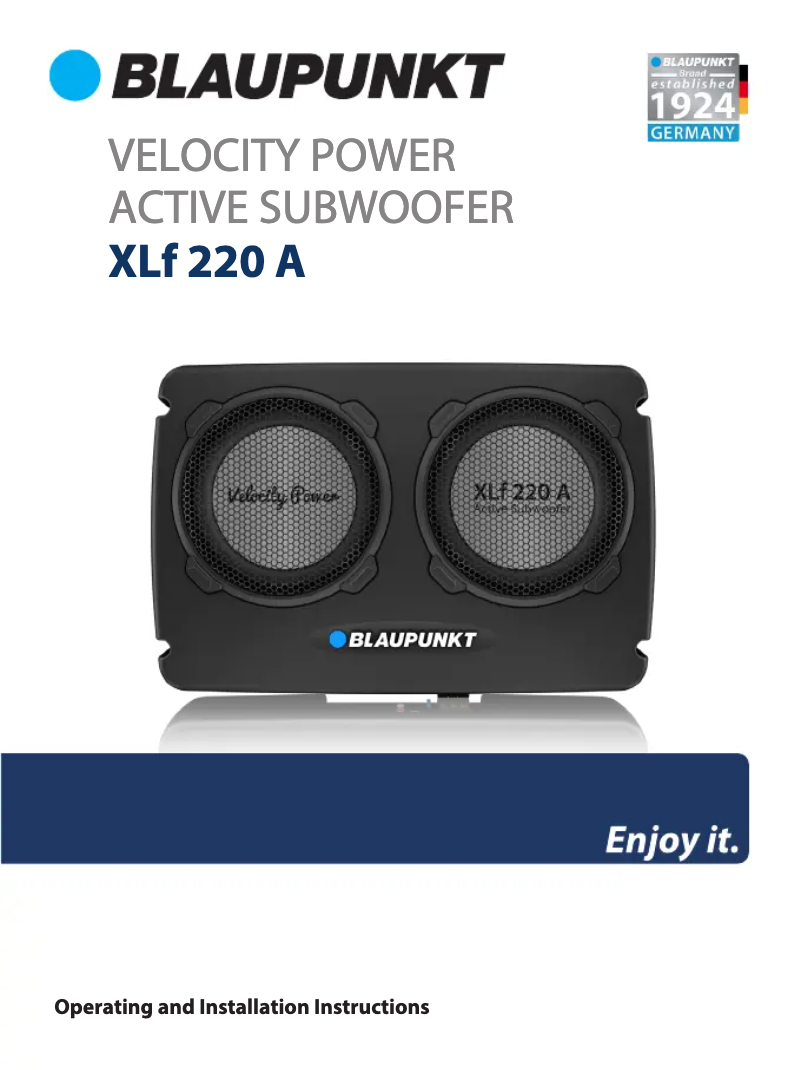 Page n°1 - Manuel utilisateur Blaupunkt XLf 220 A