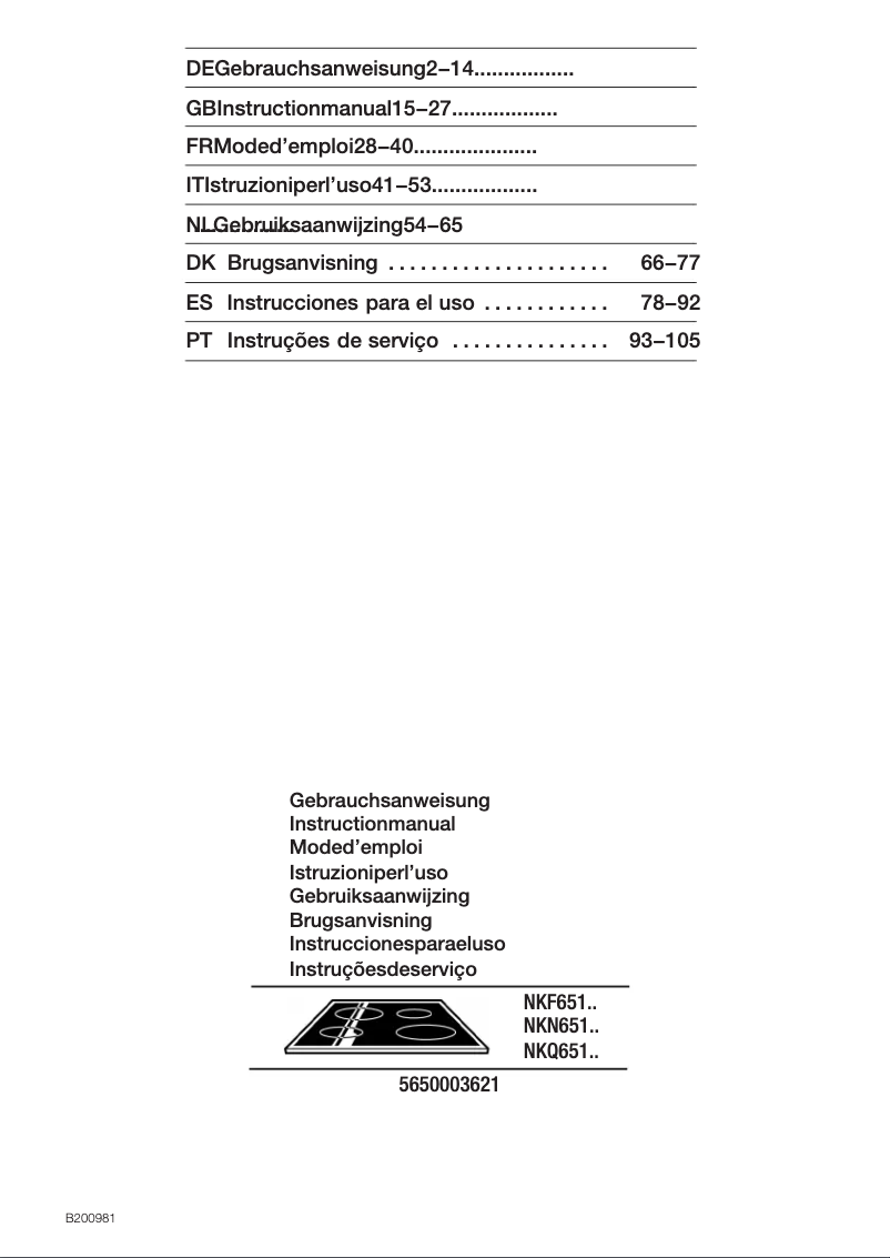 Page 1 de la notice Manuel utilisateur Bosch NKF651a