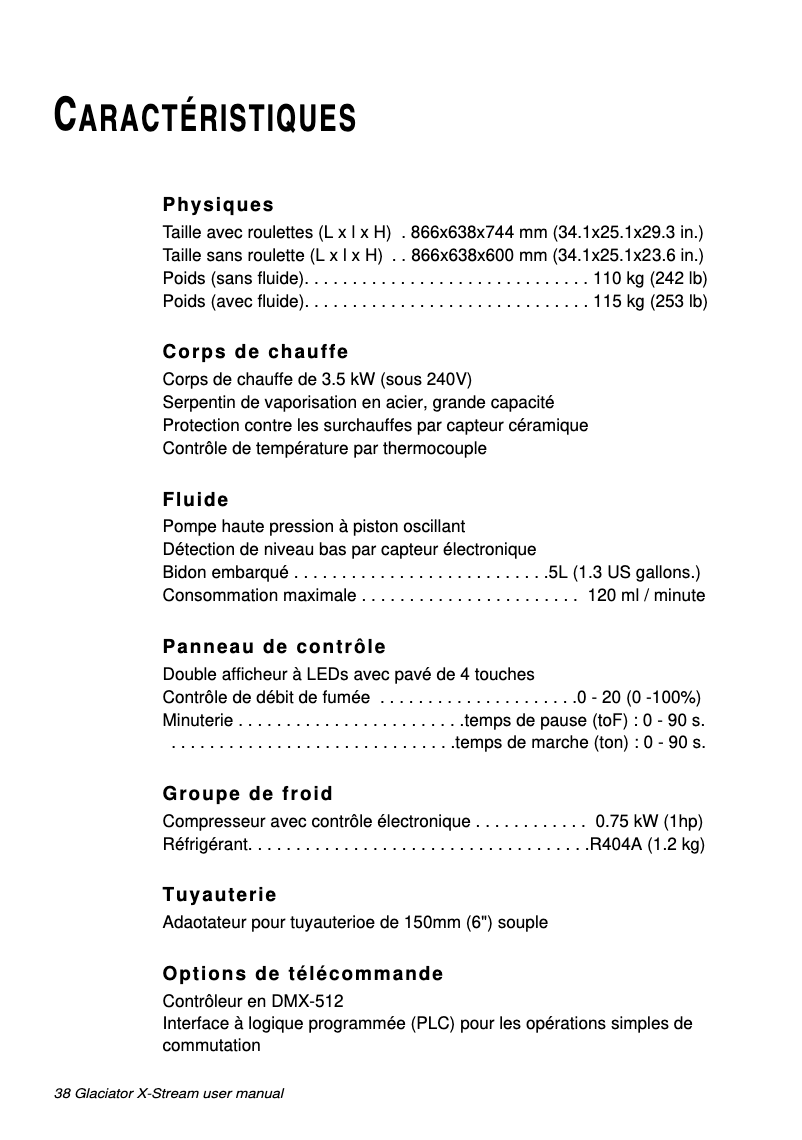 Page n°1 - Fiche technique Martin JEM Glaciator X-Stream