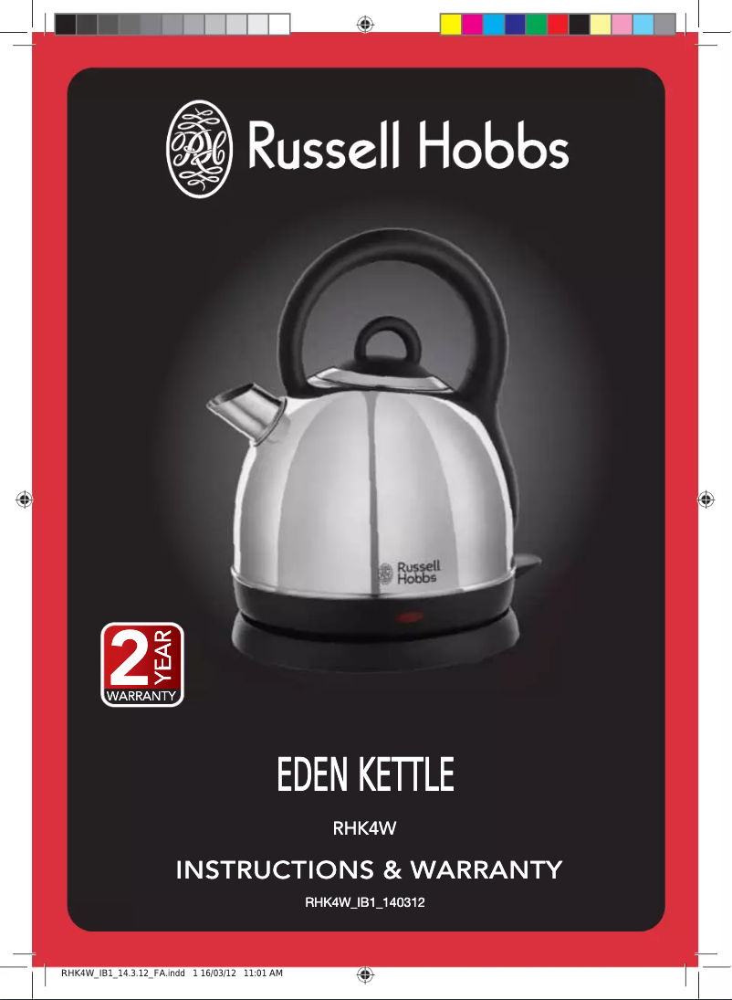 Page 1 de la notice Manuel utilisateur Russell Hobbs Eden RHK4W