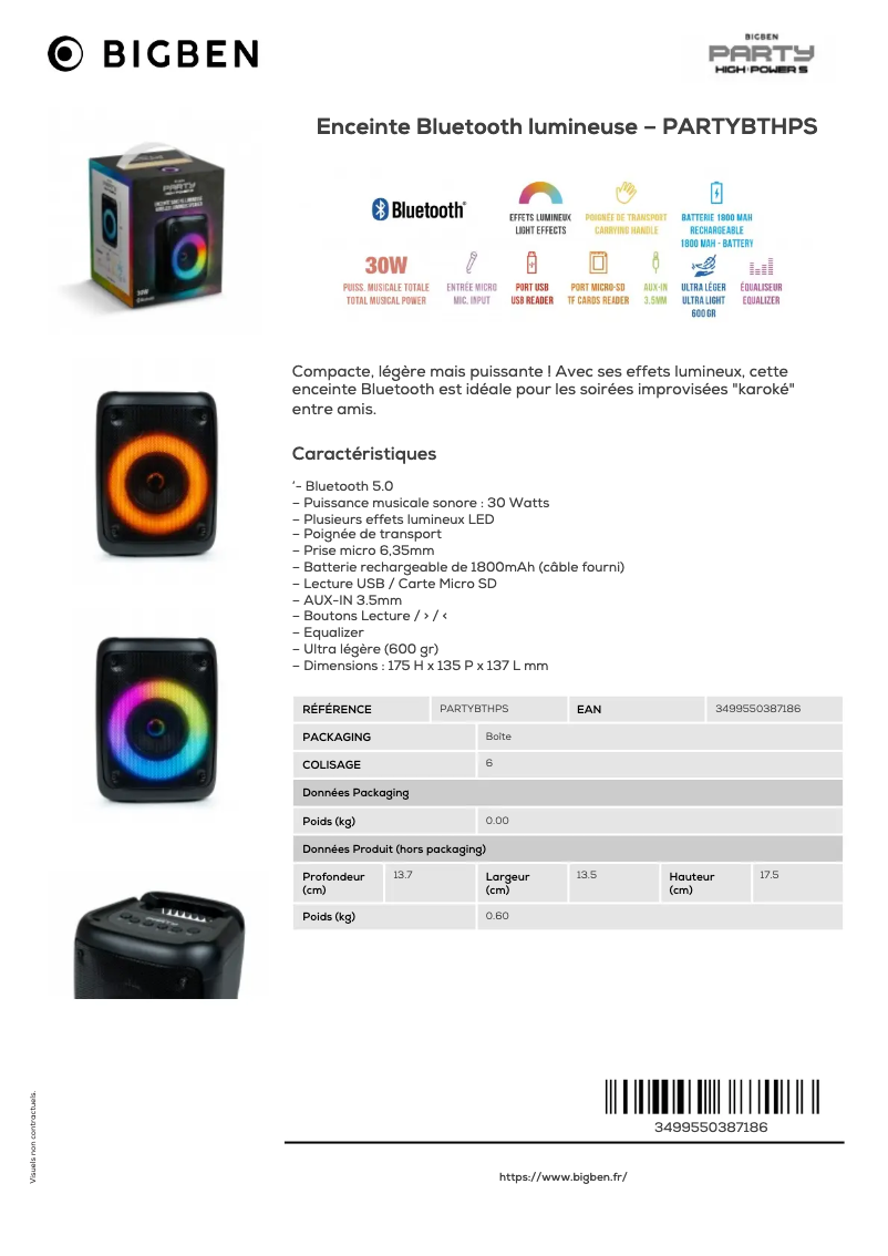 Image de la première page du manuel de l'appareil PARTYBTHPS