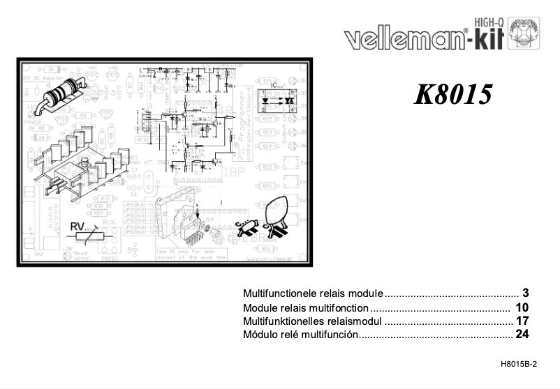 Page n°1 - Instructions / montage Velleman K8015