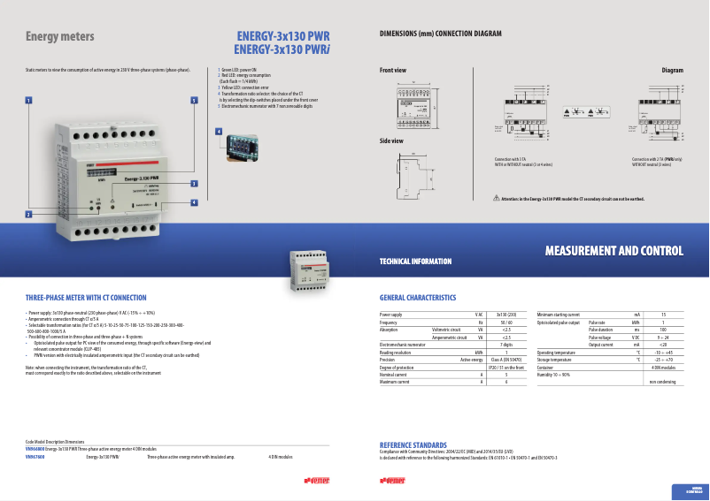 Page 1 de la notice Fiche technique Vemer Energy-3x130 PWR