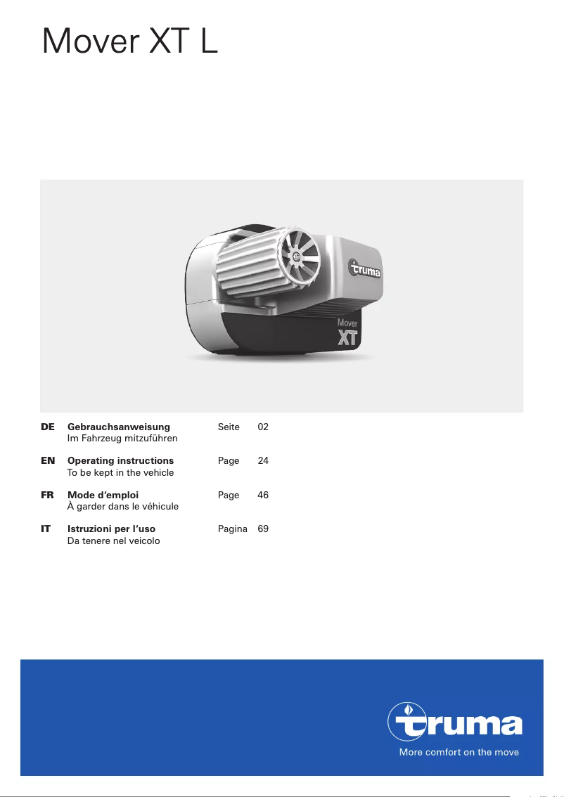 Page 1 de la notice Manuel utilisateur Truma Mover XT L