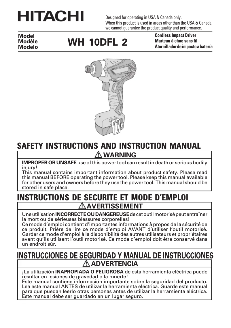 Página 1 del manual Manual de usuario HiKOKI WH10DFL2