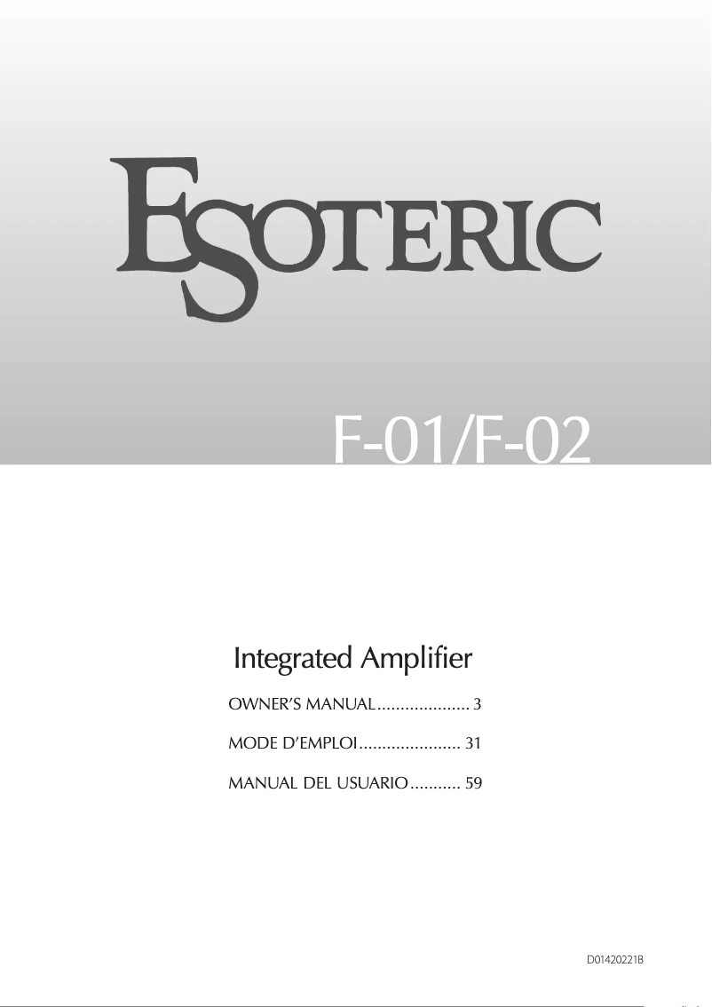 Page 1 de la notice Manuel utilisateur Esoteric F-02