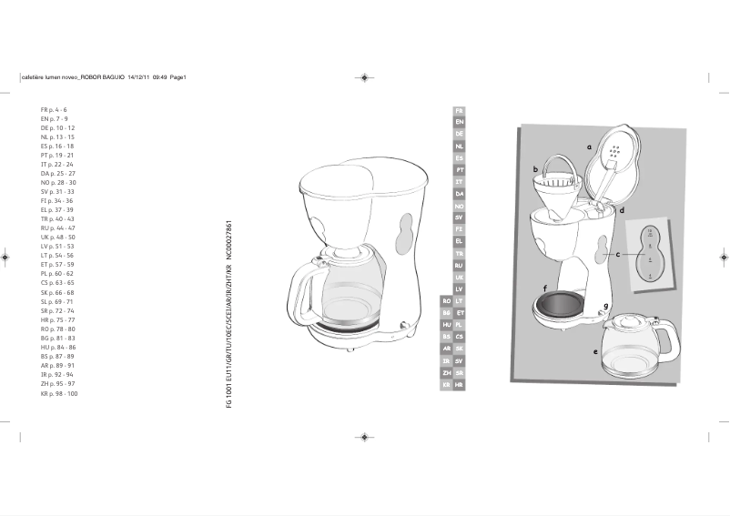 Page n°1 - Manuel utilisateur Moulinex Noveo FG1001