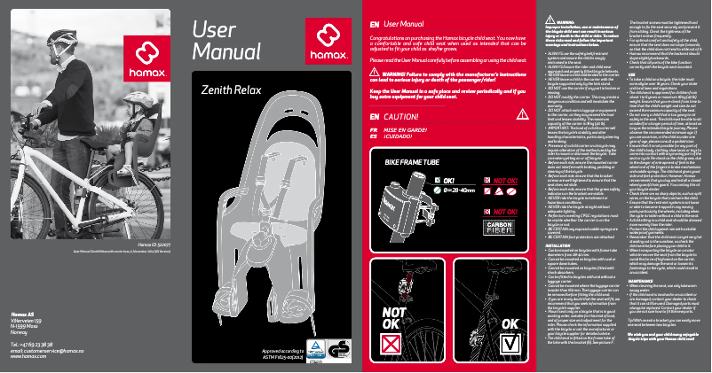Page 1 de la notice Manuel utilisateur Hamax Zenith Relax