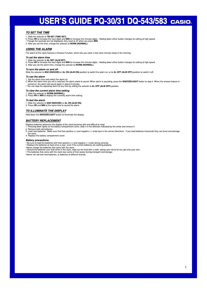Image de la première page du manuel de l'appareil PQ-31