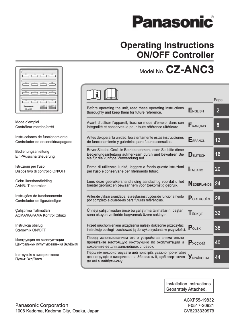 Página 1 del manual Manual de usuario Panasonic CZ-ANC3