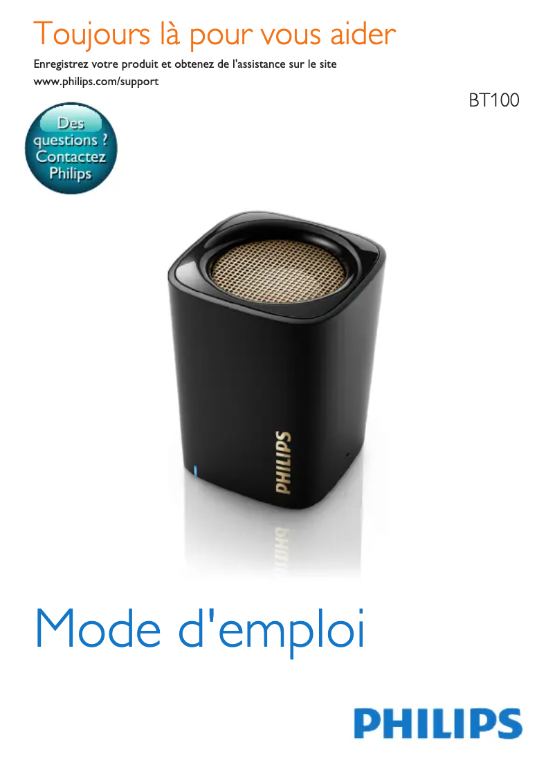 Page n°1 - Manuel utilisateur Philips BT100V