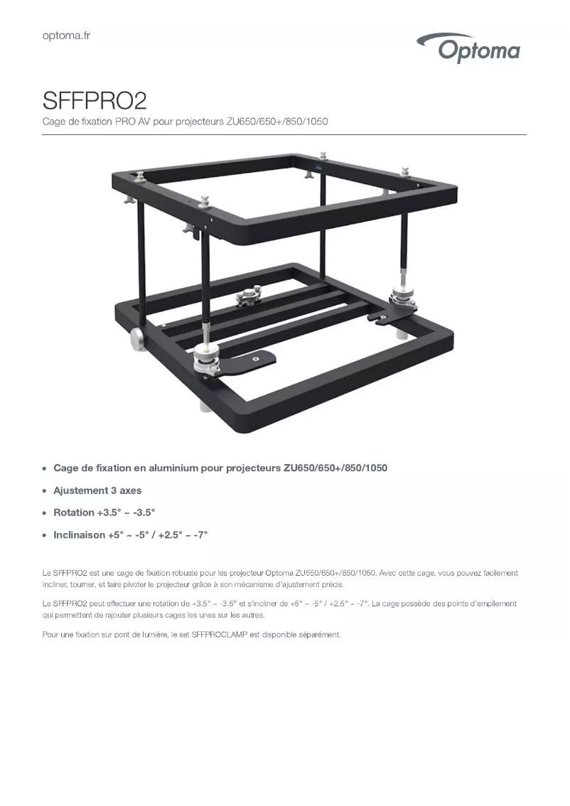 Page n°1 - Fiche technique Optoma SFFPRO2