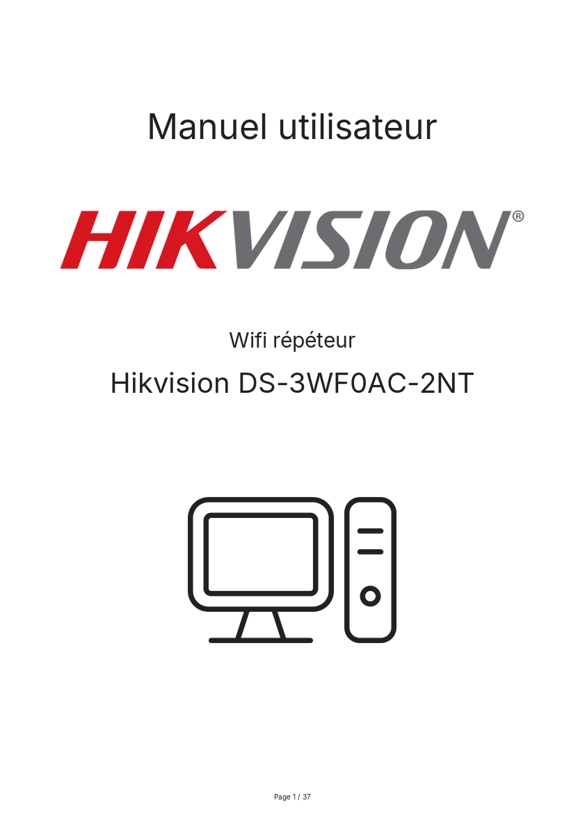 Image de la première page du manuel de l'appareil DS-3WF0AC-2NT