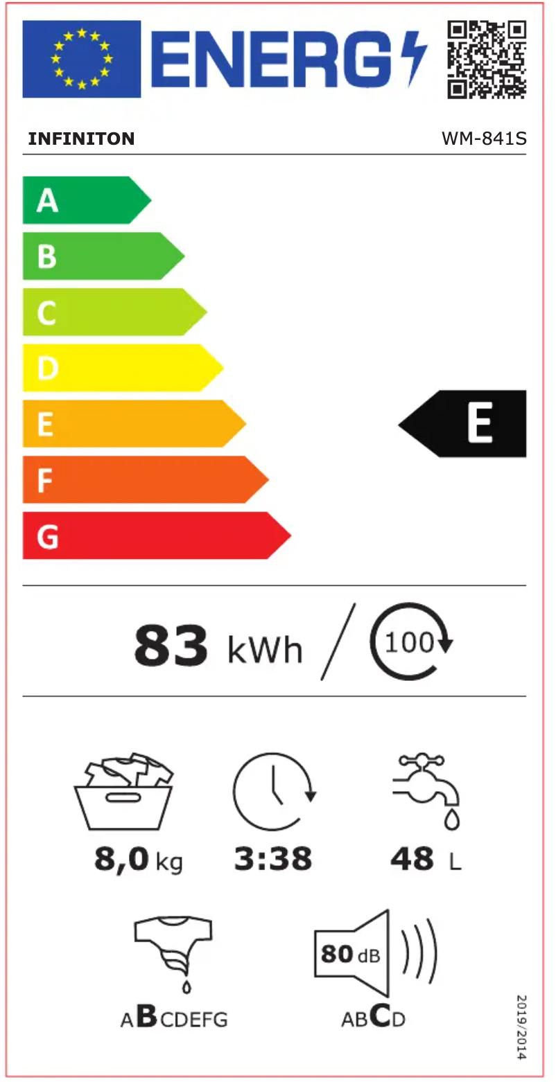 Page n°1 - Label énergétique Infiniton WM-841S