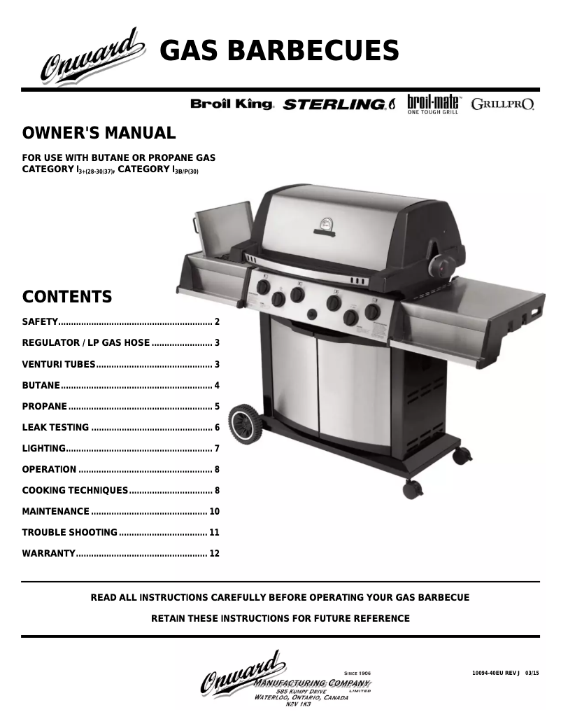 Page 1 de la notice Manuel utilisateur Broil King Sovereign XL