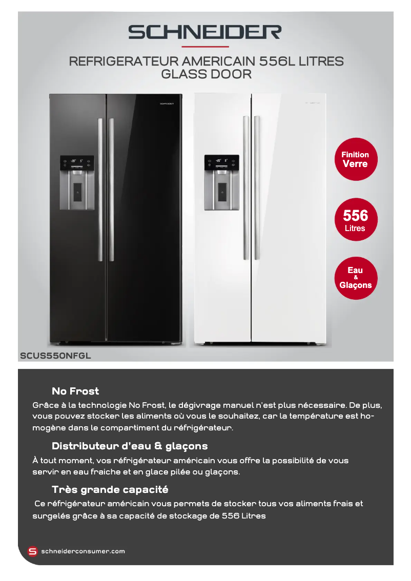 Página 1 del manual Ficha técnica Schneider SCUS550NFGLW