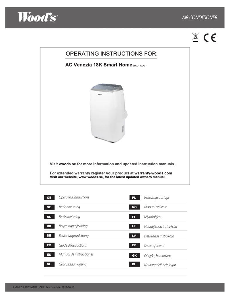 Página 1 del manual Manual de usuario Wood's Venezia 18K