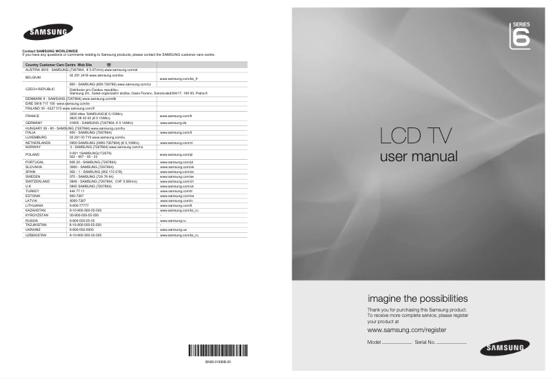Page 1 de la notice Manuel utilisateur Samsung LE22B650T6W