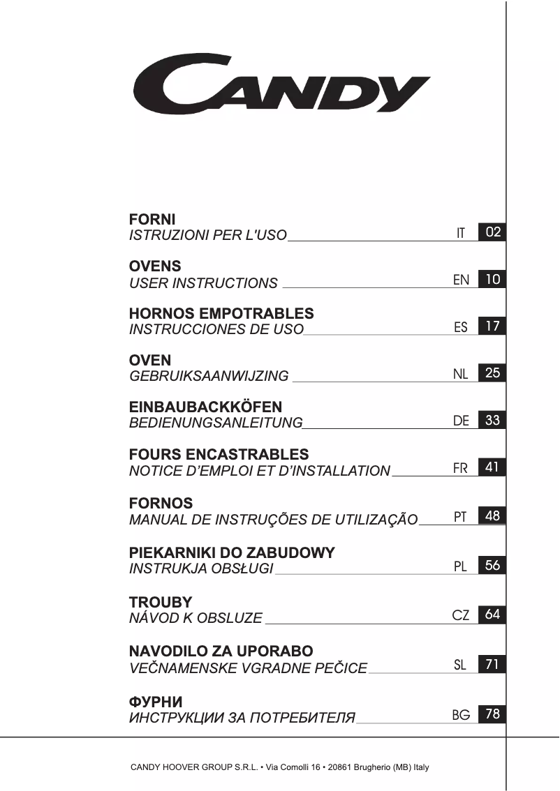 Page 1 de la notice Manuel utilisateur Candy FCS615X/C/E