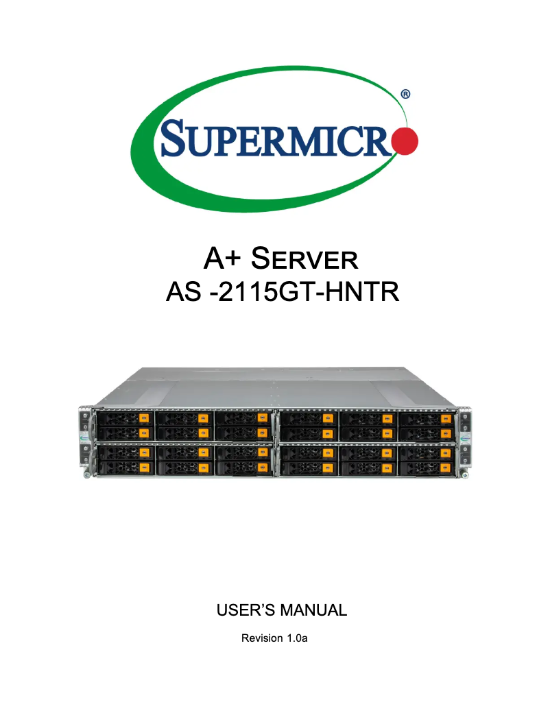 Page 1 de la notice Manuel utilisateur Supermicro SuperServer AS-2115GT-HNTR
