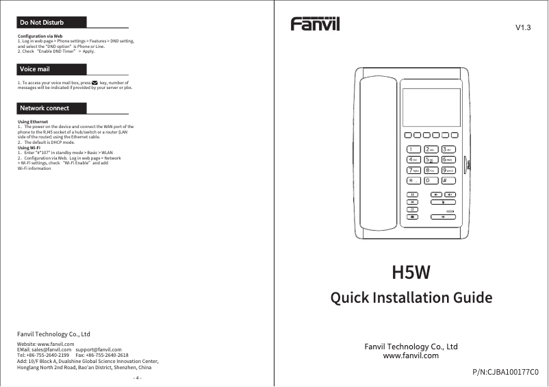Imagen de la primera página del manual del dispositivo H5W