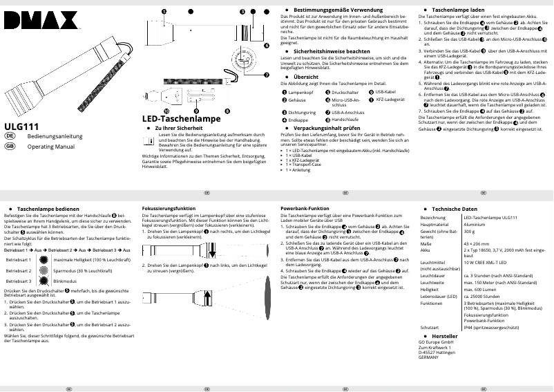 Page 1 de la notice Manuel utilisateur DMAX ULG111
