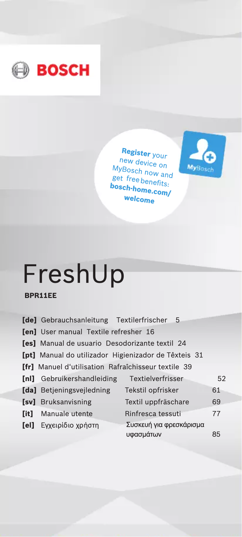 Image de la première page du manuel de l'appareil FreshUp BPR11EE