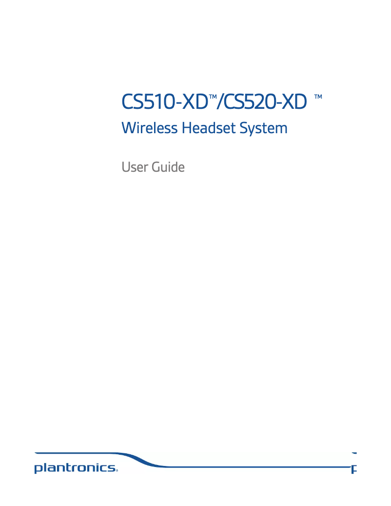 Page 1 de la notice Manuel utilisateur Plantronics CS510-XD