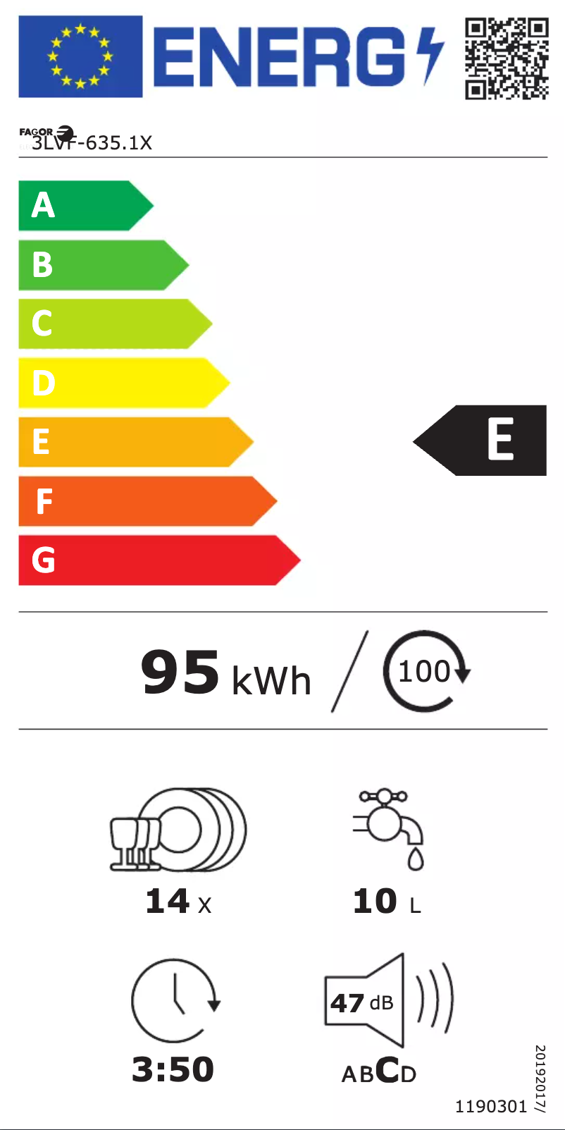 Page n°1 - Label énergétique Fagor 3LVF-635X