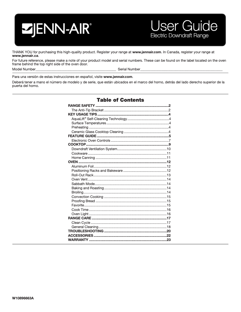 Page 1 de la notice Manuel utilisateur JennAir JES1750EB