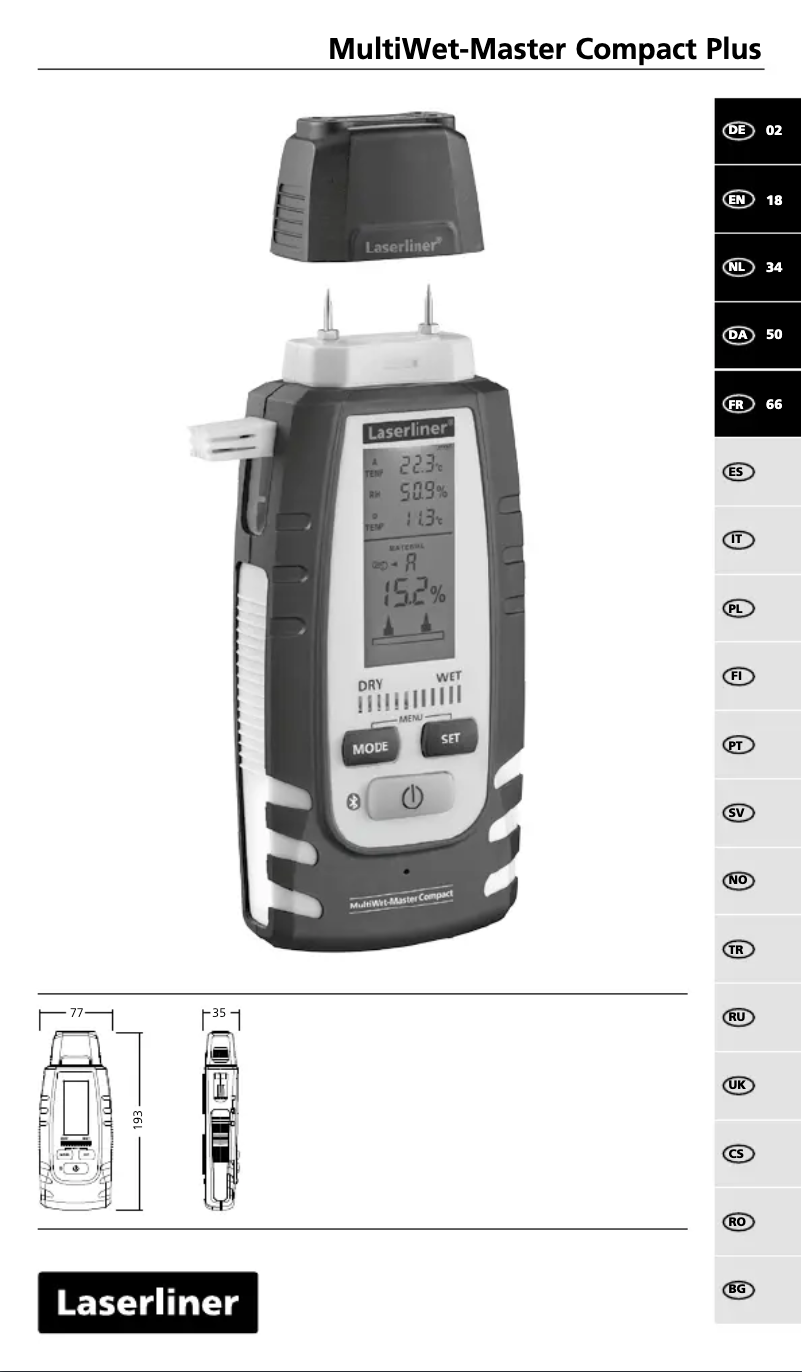 Page 1 de la notice Manuel utilisateur Laserliner MultiWet-Master Compact Plus