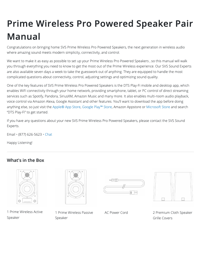 Página 1 del manual Manual de usuario SVS Prime Wireless Pro Powered Speaker Pair