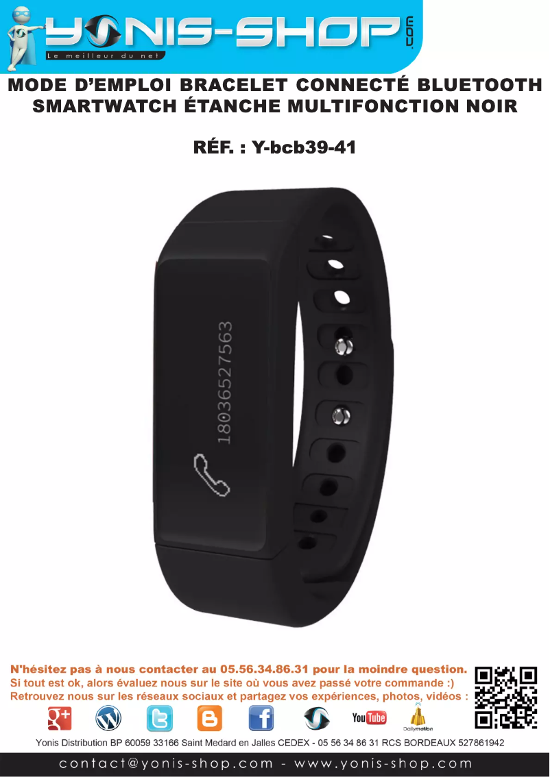 Page 1 de la notice Manuel utilisateur Yonis Y-BCB40